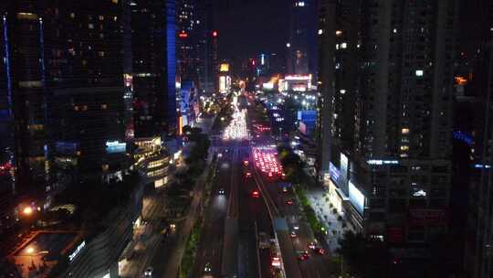 广州天河区交通夜景车流天河路