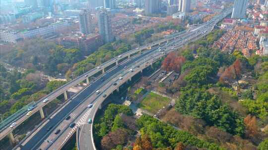 上海黄浦区延安东路立交桥车流延时风景视频
