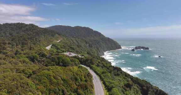 4K航拍新西兰霍基蒂卡海岸公路