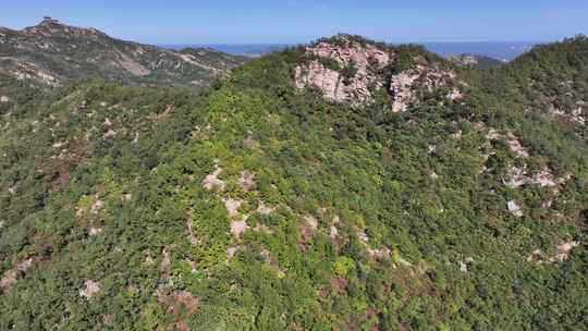 航拍威海里口山里口顶绝望坡秋季山野风景