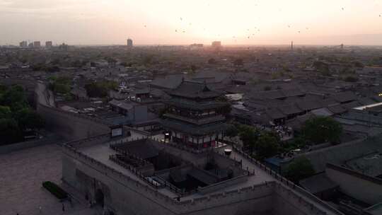 山西晋中平遥古城航拍全景