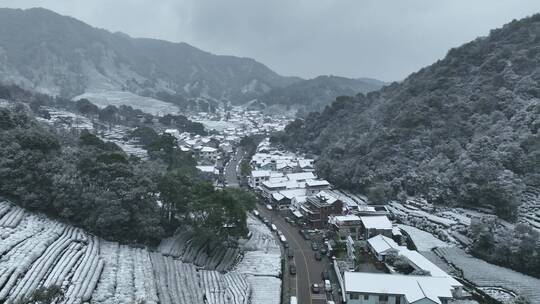 航拍西湖大雪