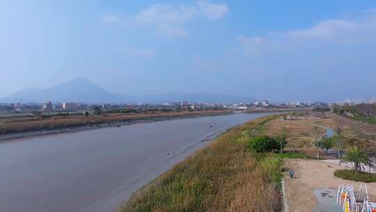 莆田木兰溪户外河畔景观自然风光全景