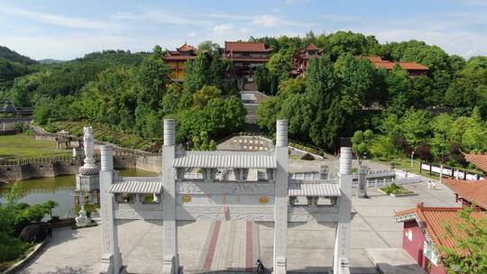 旅游景区湖南新晃燕来寺古建筑航拍