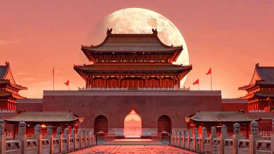 大气磅礴的宫殿 故宫紫禁城皇宫 三维动画