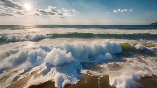 海边阳光海浪全景