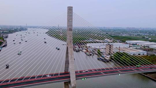 上海闵浦三桥延时航拍视频素材模板下载