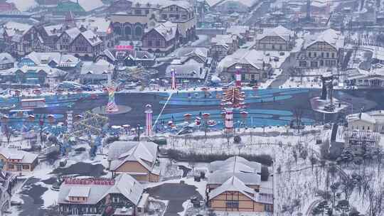 青岛西海岸金沙滩雪景国际啤酒城雪景