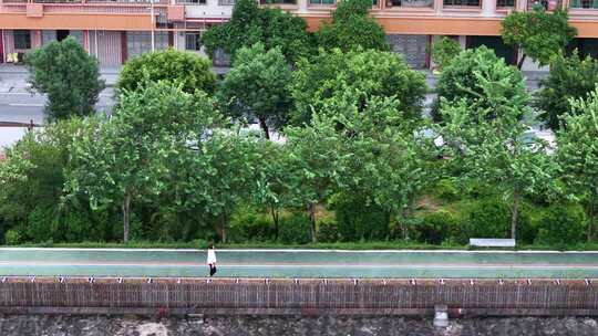 航拍英德连江口镇江边绿道晨韵