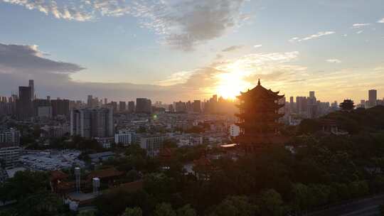 武汉黄鹤楼日出航拍