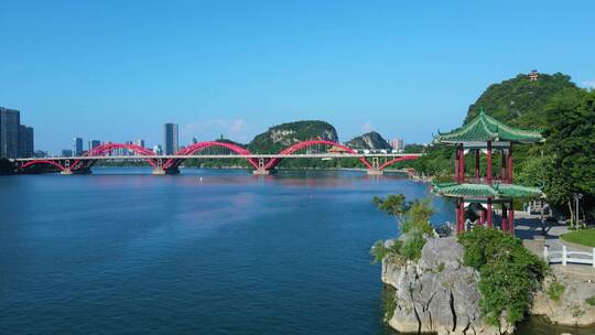 柳州柳江文惠桥城市山水风景视频合集航拍