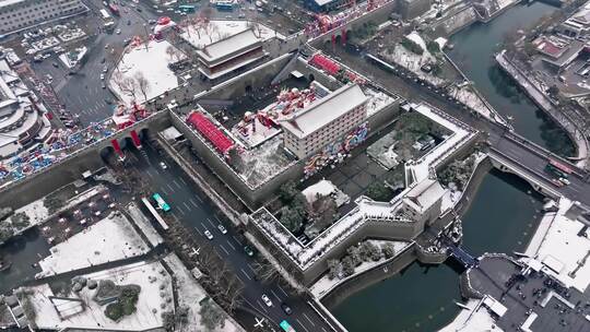 西安永宁门 灯会 雪景