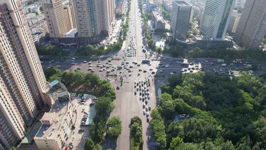 山东潍坊城市风光城市大景航拍