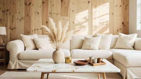 简约风格客厅沙发茶几布置