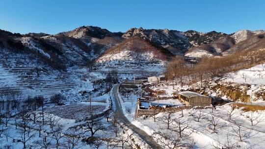 辽宁冬日山村雪景俯瞰