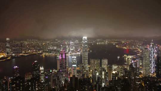 俯拍繁荣的香港夜景