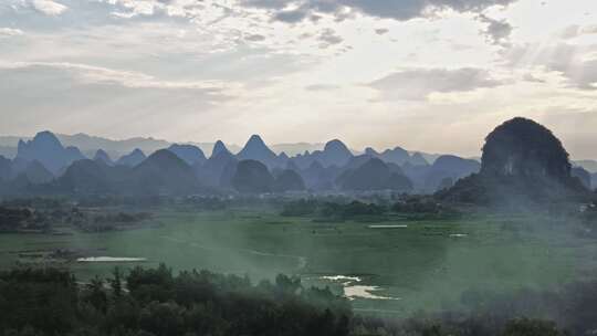 山村田园山水风光全景