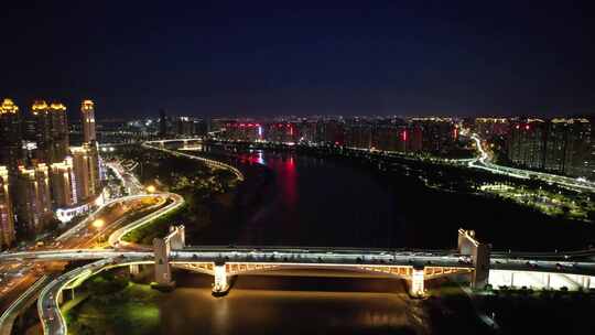 福建泉州城市夜景灯光交通航拍视频素材模板下载