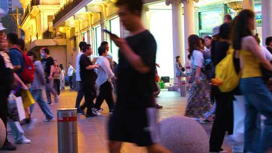 上海市南京东路逛街购物旅游人群行人人流游