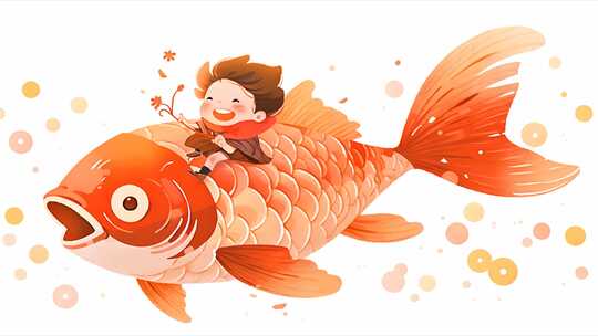 鲤鱼童子年画 动漫二次元 新年锦鲤 好运