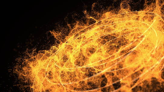 夜晚金色粒子火焰燃烧舞动唯美动态视频素材