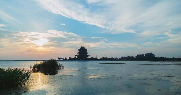 江苏苏州重元寺夕阳延时摄影