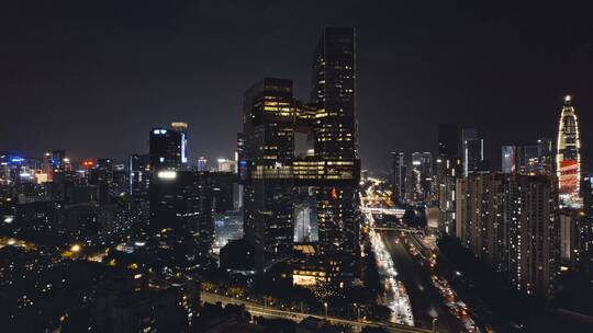 4k航拍深圳南山地标腾讯滨海大厦夜景