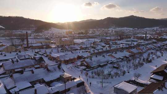 东北雪乡雪后小镇全景俯瞰