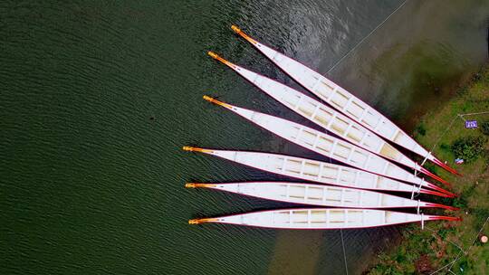 小型龙舟 4K航拍南国乡村波光粼粼的湖面