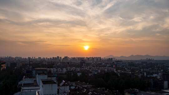 城市黄昏日出日落延时摄影