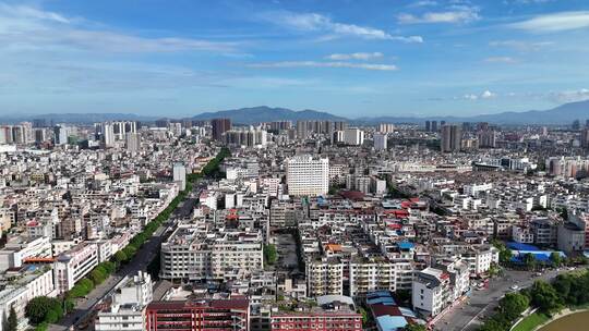 航拍广西玉林城市建设高楼