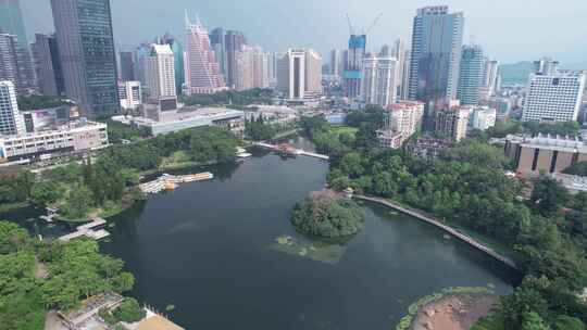 深圳罗湖区荔枝公园及城市建筑视频素材模板下载