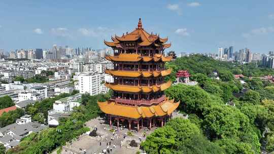 黄鹤楼航拍武汉地标城市景观建筑风光风景