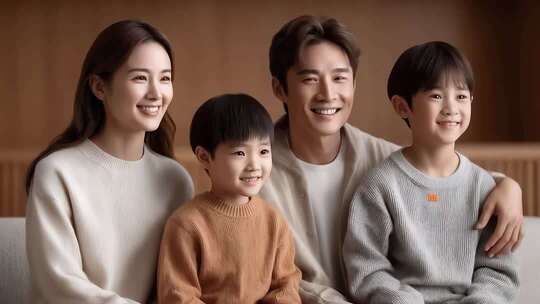 幸福家庭温馨微笑洋溢美好