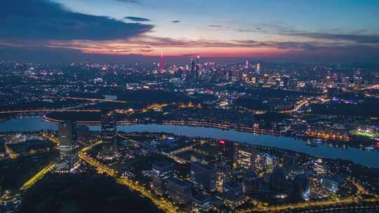 广州官洲生物岛日落夜景延时