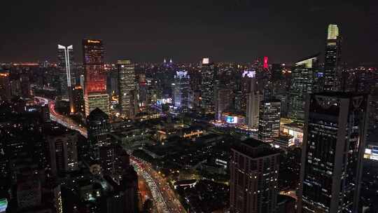 【4K60帧】上海南京西路商圈夜景航拍