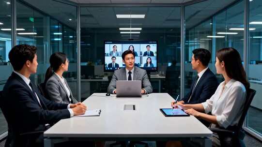 商务人士视频会议场景