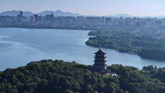 杭州日出 雷锋塔 杭州航拍 西湖