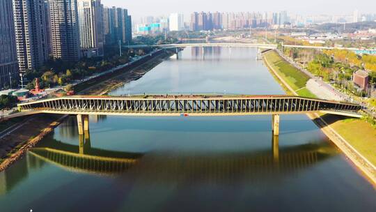 4K航拍浏阳河网红桥汉桥3视频素材模板下载