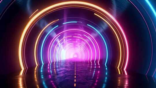 霓虹灯光隧道通道