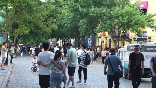 哈尔滨中央大街人流量延时摄影