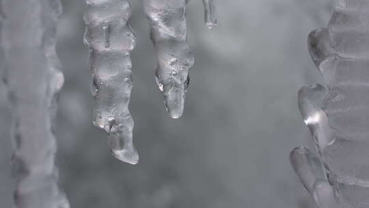 春天自然冰冻滴水冰雪融化