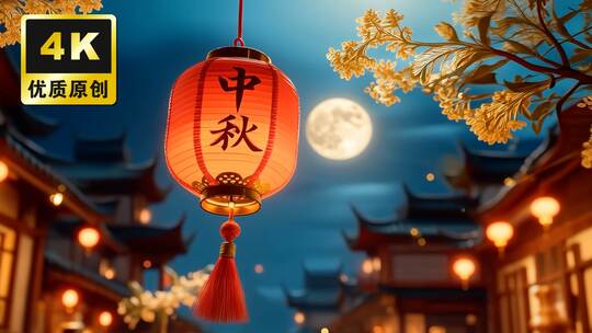 中秋节赏月月饼美食团圆夜花灯灯笼传统习俗