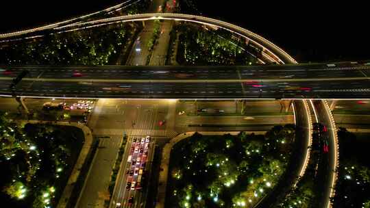 杭州萧山区市心路互通立交桥高架桥夜景延时