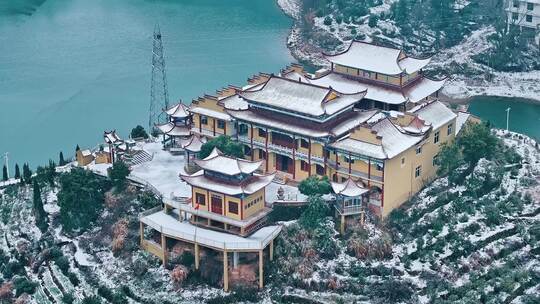 宿松钓鱼台水库玉枢观雪景