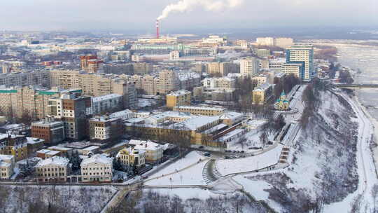 飞越冬天的俄罗斯城市视频素材模板下载