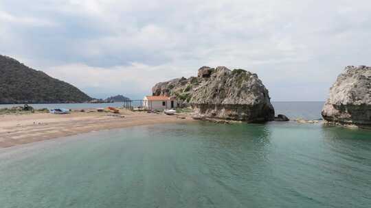 大岩石，海滩，海岸，海浪