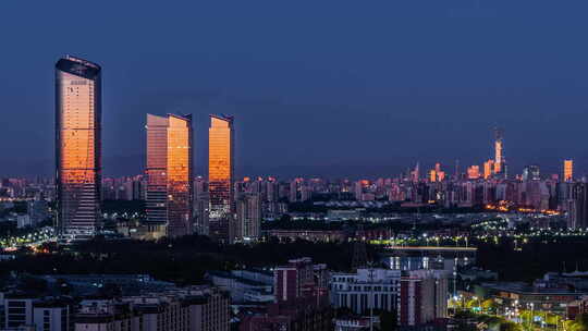 国贸通州CBD同框远眺京城北京日出金光延时