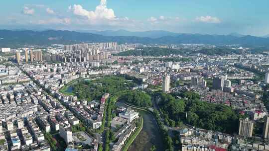 航拍江西萍乡城市天际线萍乡大景