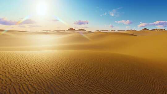 绿洲 荒漠 日落 沙丘